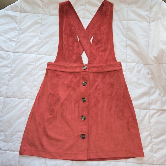 Forever 21 Dresses & Skirts - FOREVER 21 Coral Button-Down Pinafore Dress Size M